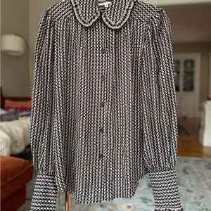 Max Studio Black and White Geometric Blouse